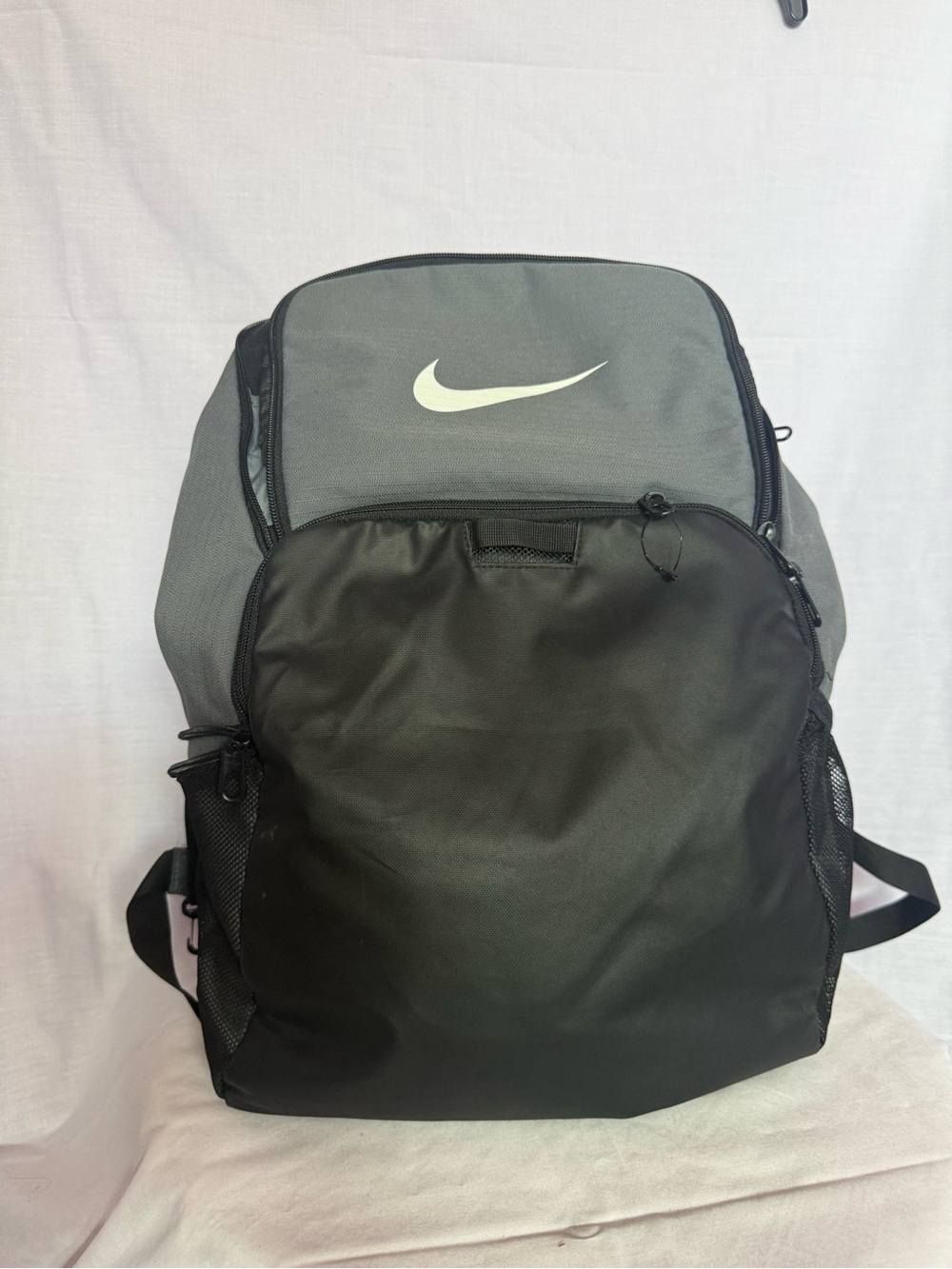 Nike Gray and Black Sport Backpack with Swoosh
